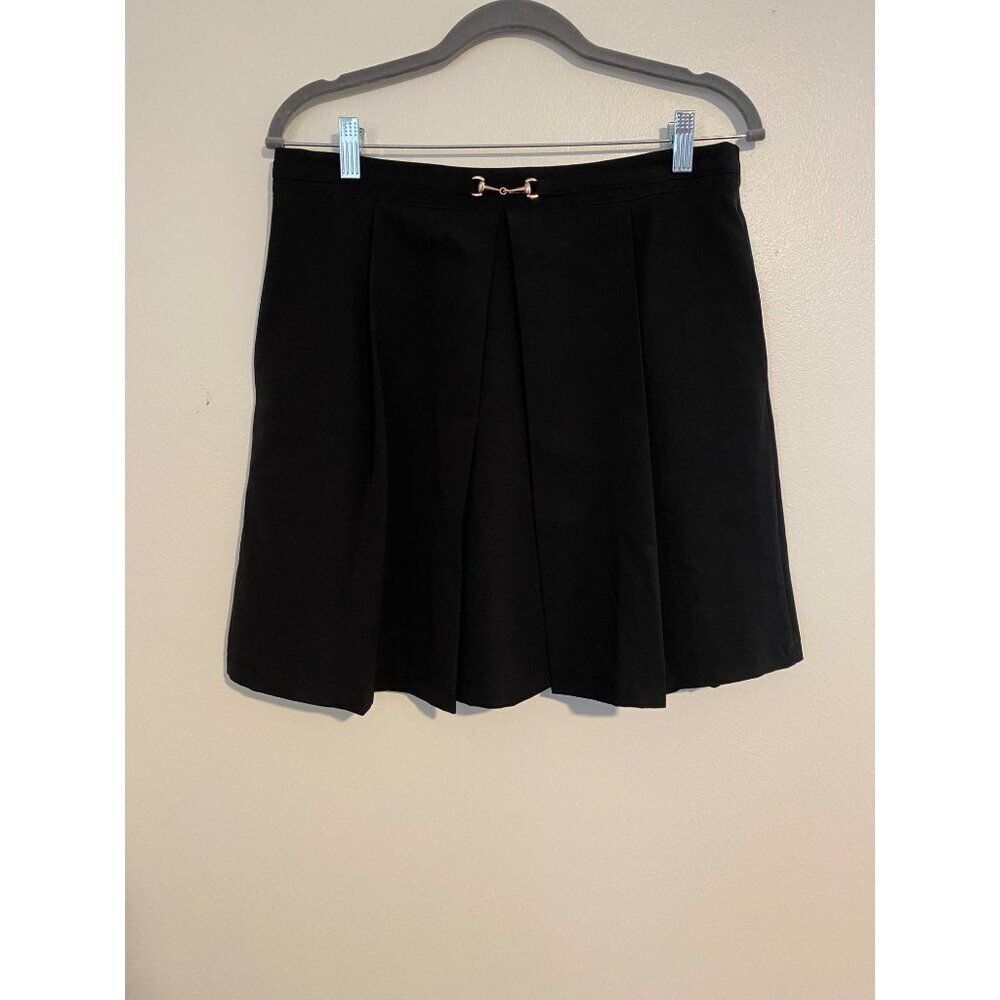 Ellison Black Pleated Skirt With Gold Hardware Accent Size L - Picture 1 of 10